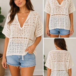 Byoung Women's White and Cream Blouse